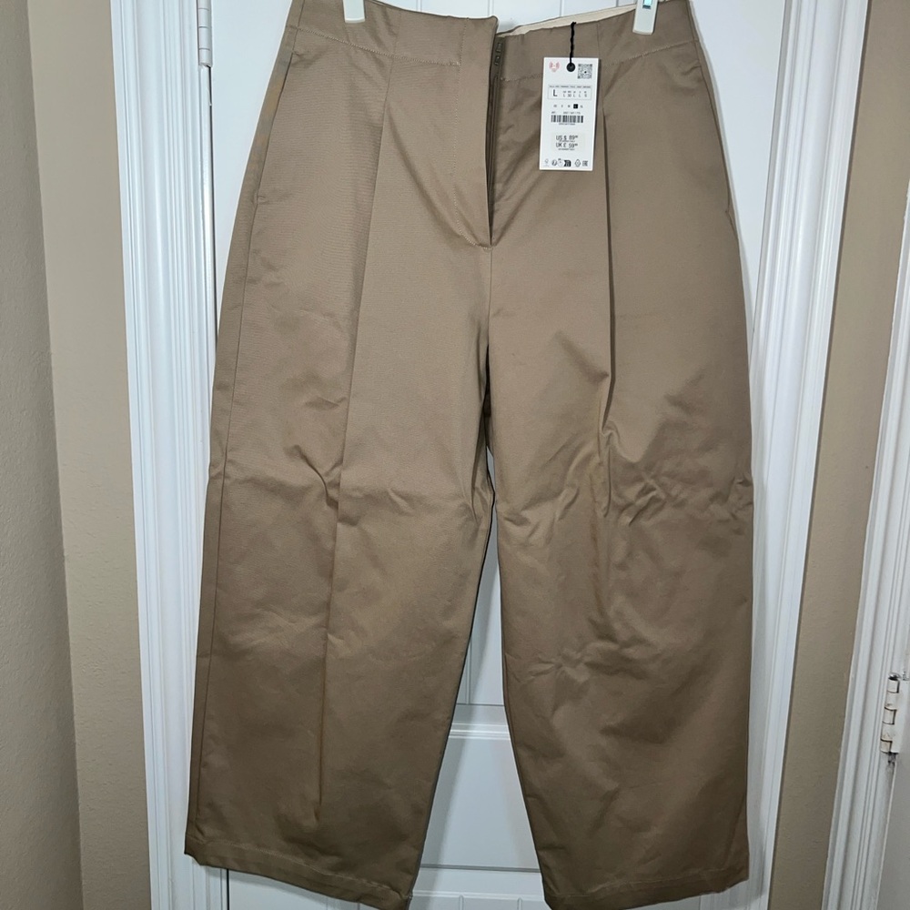 Zara Tan Chino Barrel Pants